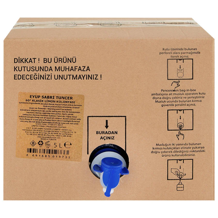 Eyüp Sabri Tuncer Limon Kolonyası Bag in Box 5 lt