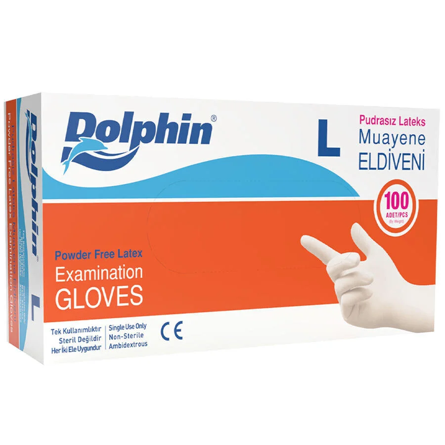 Dolphin Lateks Muayene Eldiveni Pudrasız Large 100'lü Paket
